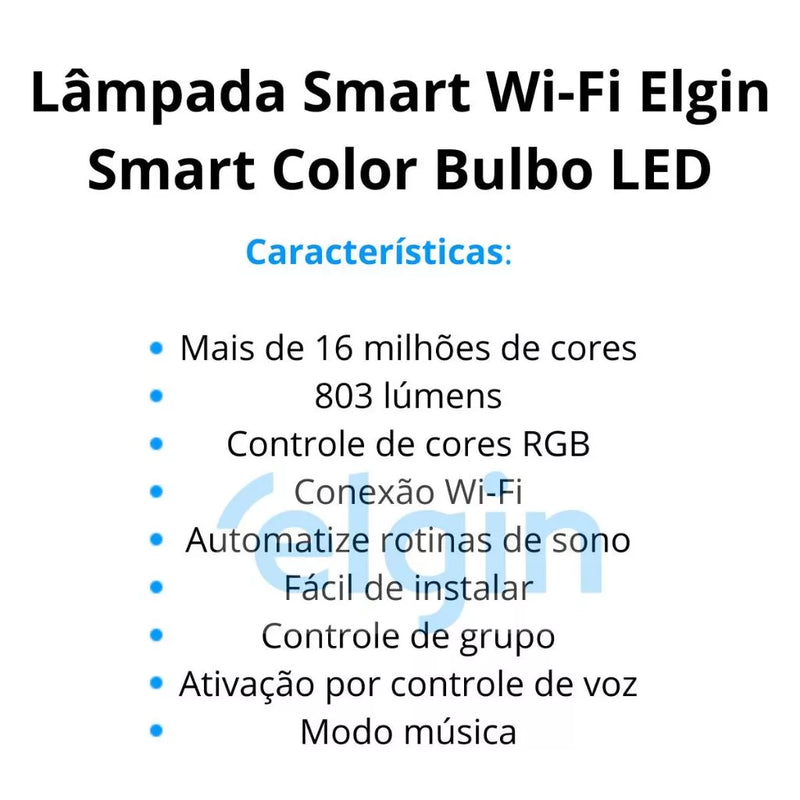 Kit 4 Lâmpadas Inteligente Led Bulbo 10w Rgb Smart Color - Elgin