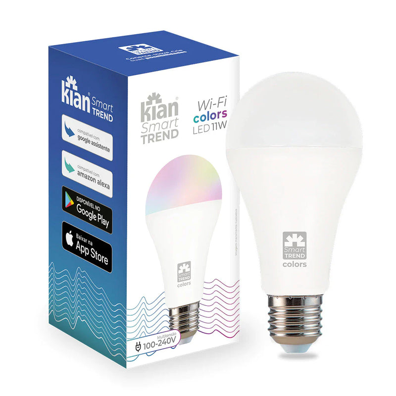 Kit 2 Lâmpadas Smart LED Inteligente 11W RGB WiFi Bivolt Compatível com Alexa e Google Assistant